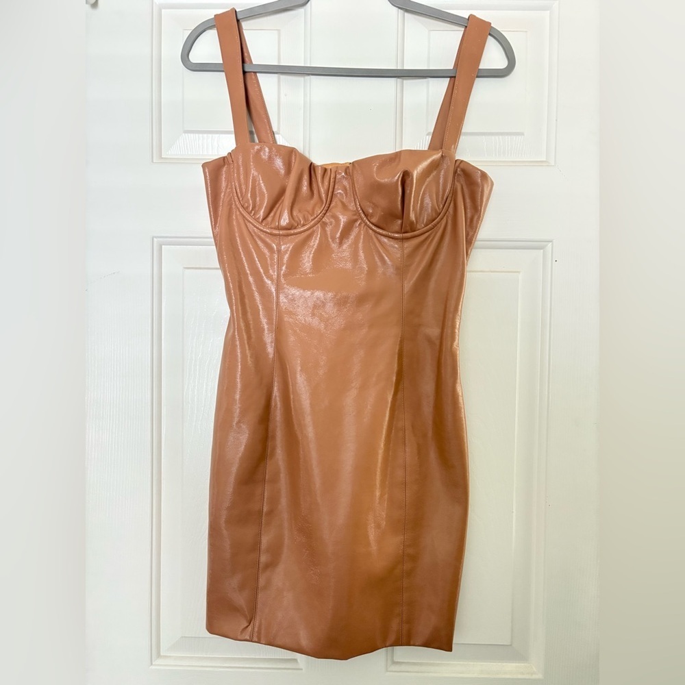 NBD Kaia Patent Beige Bustier Mini Dress size medium - Picture 5 of 7